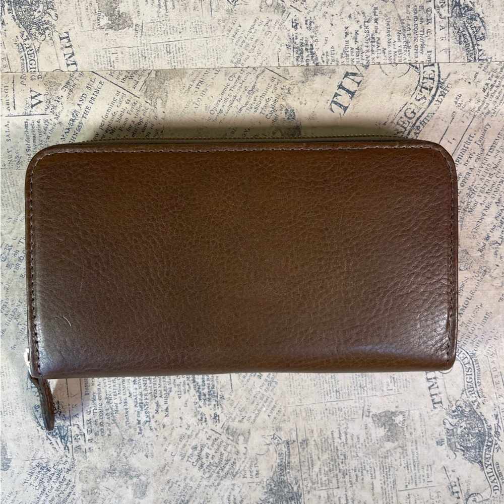 Neely Mack San Francisco zipper around brown leather wallet